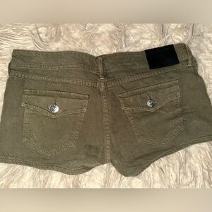 Dark green denim True Religion shorts